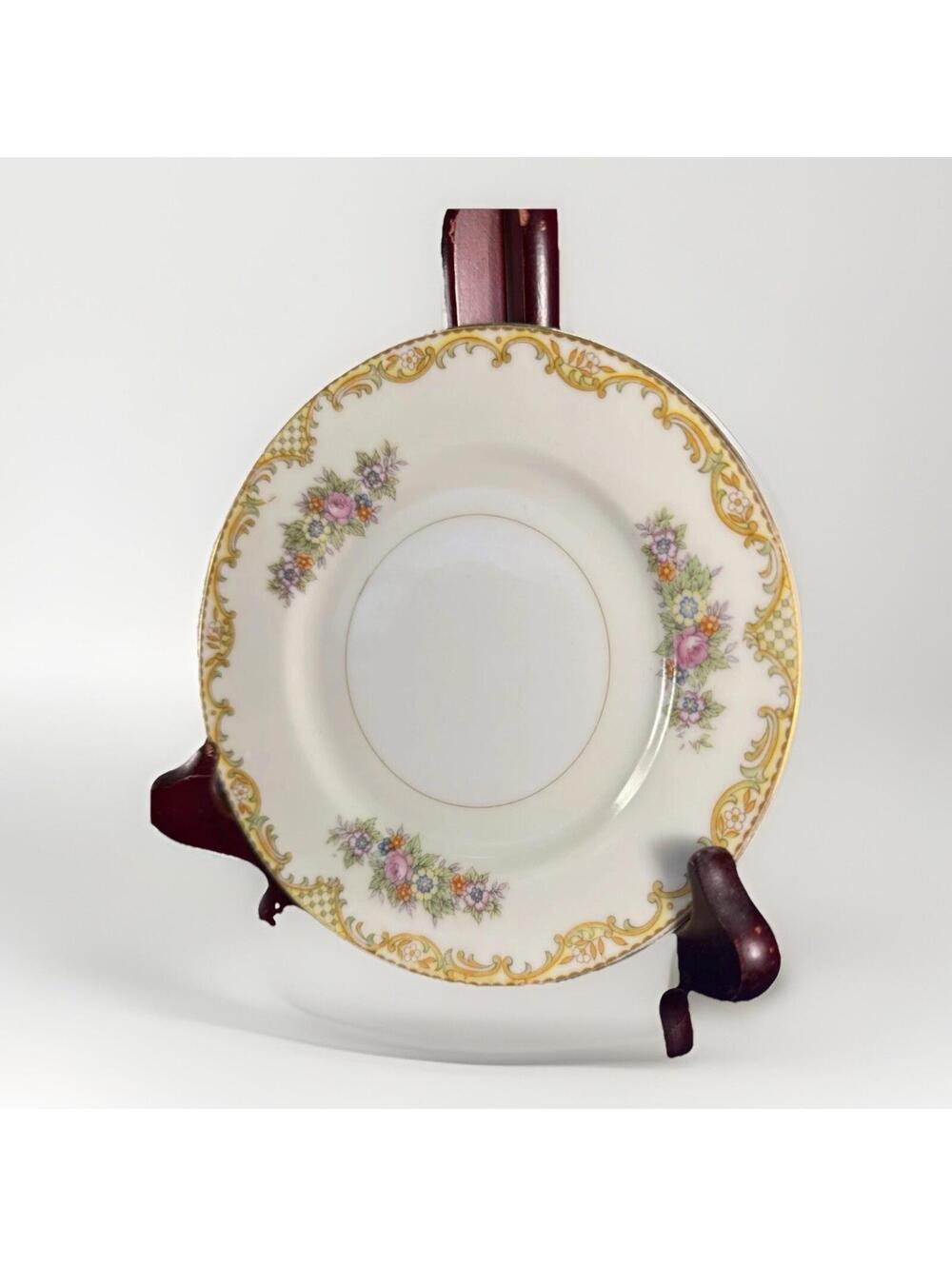 Made in Japan Floral Saucer Gold Trim Cottagecore Tea Party Plate Vintage